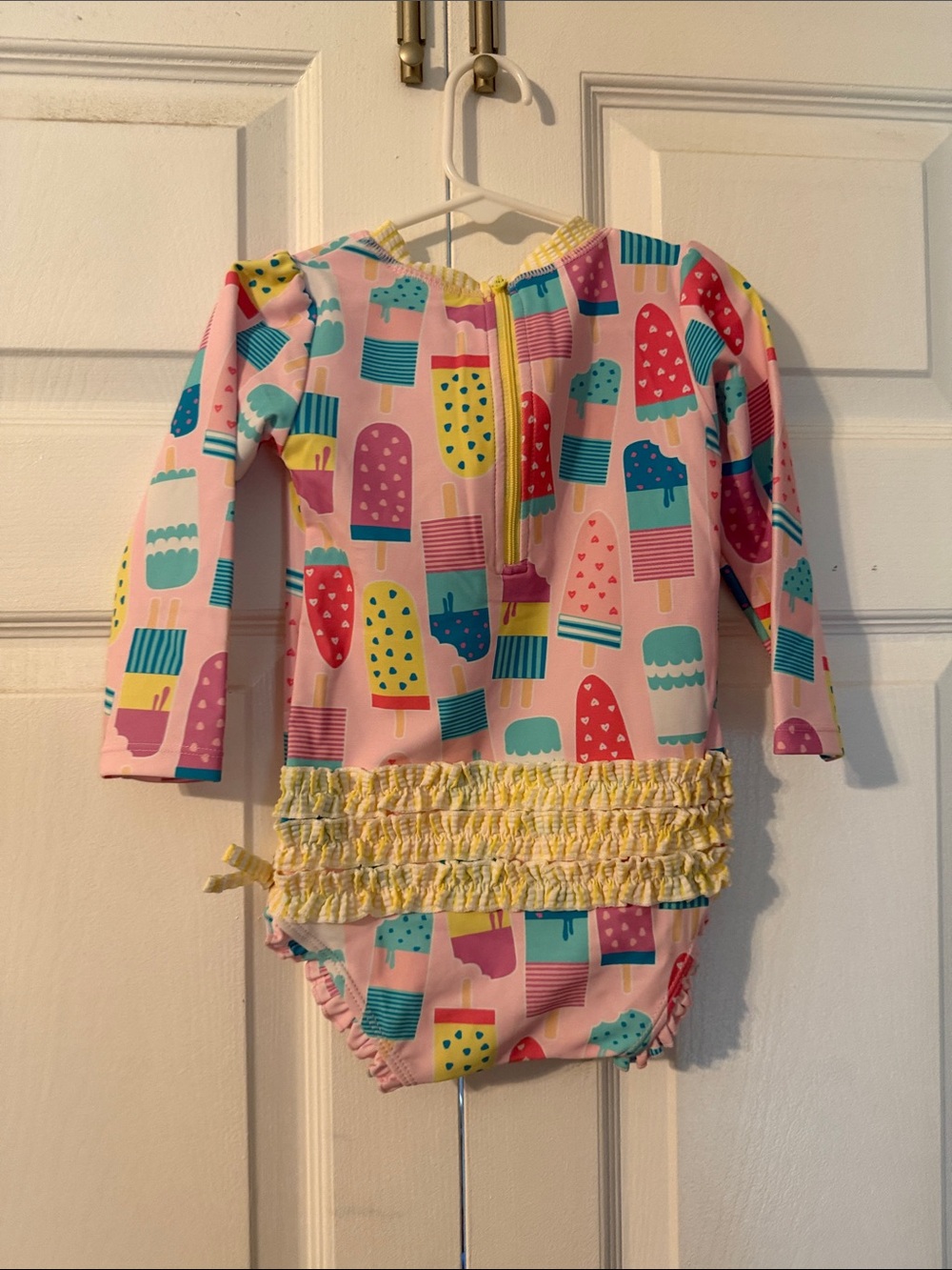 Ruffle Butts Pink Popsicle Print Long Sleeve One-Piece Swimsuit - Picture 3 of 3